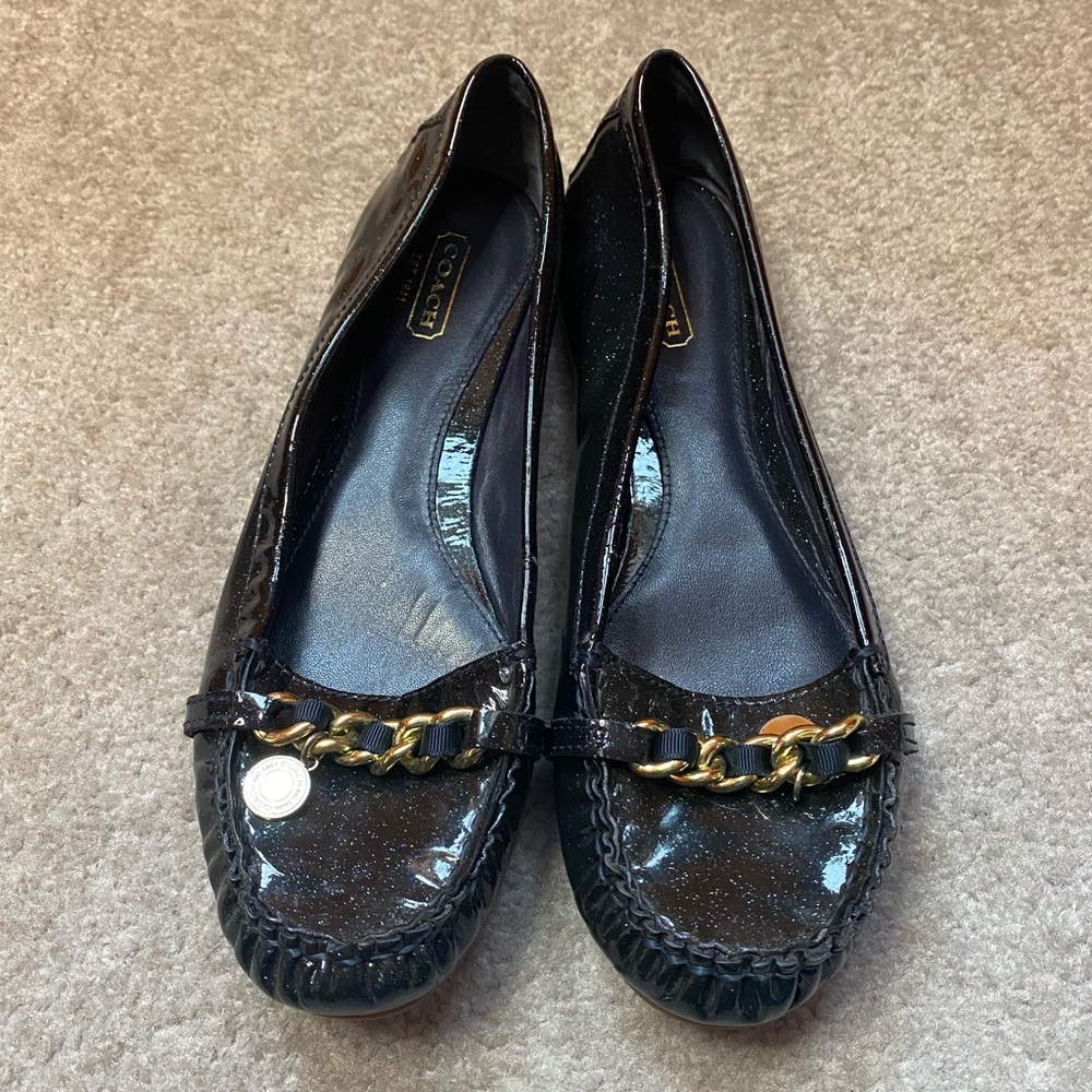 Navy Blue Coach Flats ✨